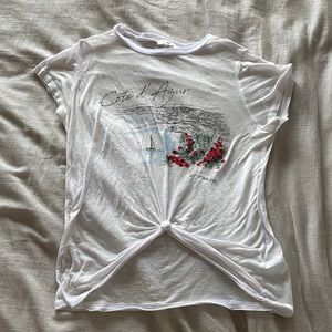 white and lightweight material BP cote d’ azur shirt, a bit see through size S